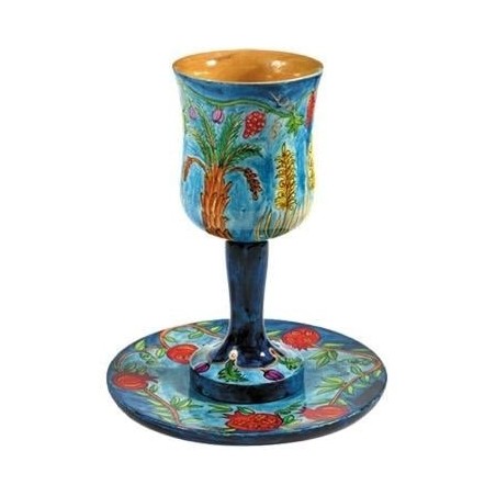 Yair Emanuel Stemmed Cup and Saucer - Seven Species
