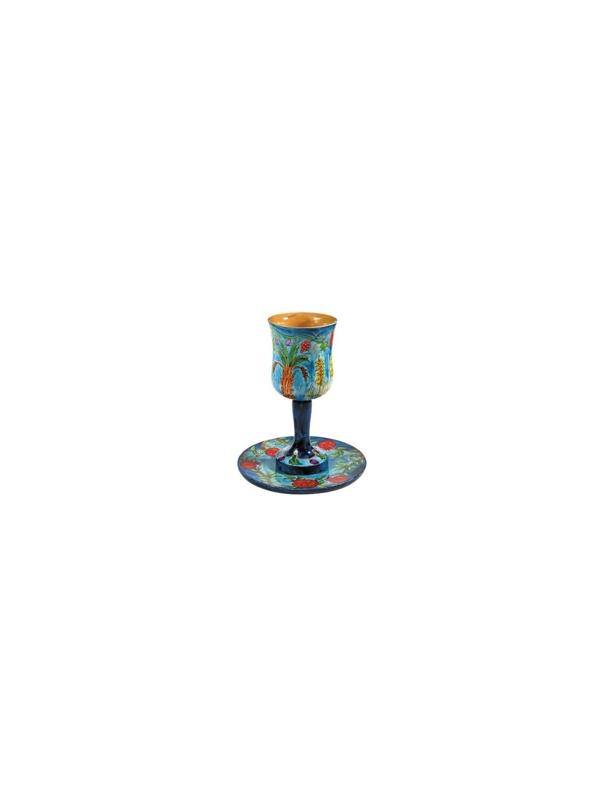 Yair Emanuel Stemmed Cup and Saucer - Seven Species