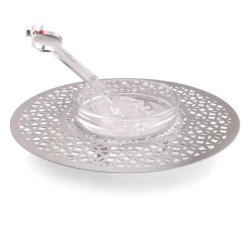 Dorit Judaica Stainless Steel & Glass Honey Dish for Rosh Hashanah- Mo