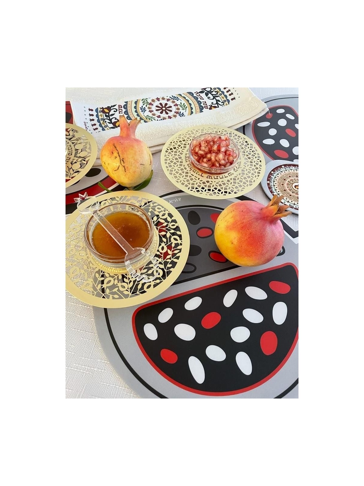 Dorit Judaica Stainless Steel & Glass Honey Dish for Rosh Hashanah- Mo