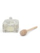 Square Crystal Honey Dish with Pomegranate Design