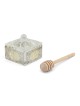 Square Crystal Honey Dish with Pomegranate Design