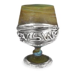 Handmade Ceramic and Sterling Silver-Plated 'Jerusalem' Kiddush Cup