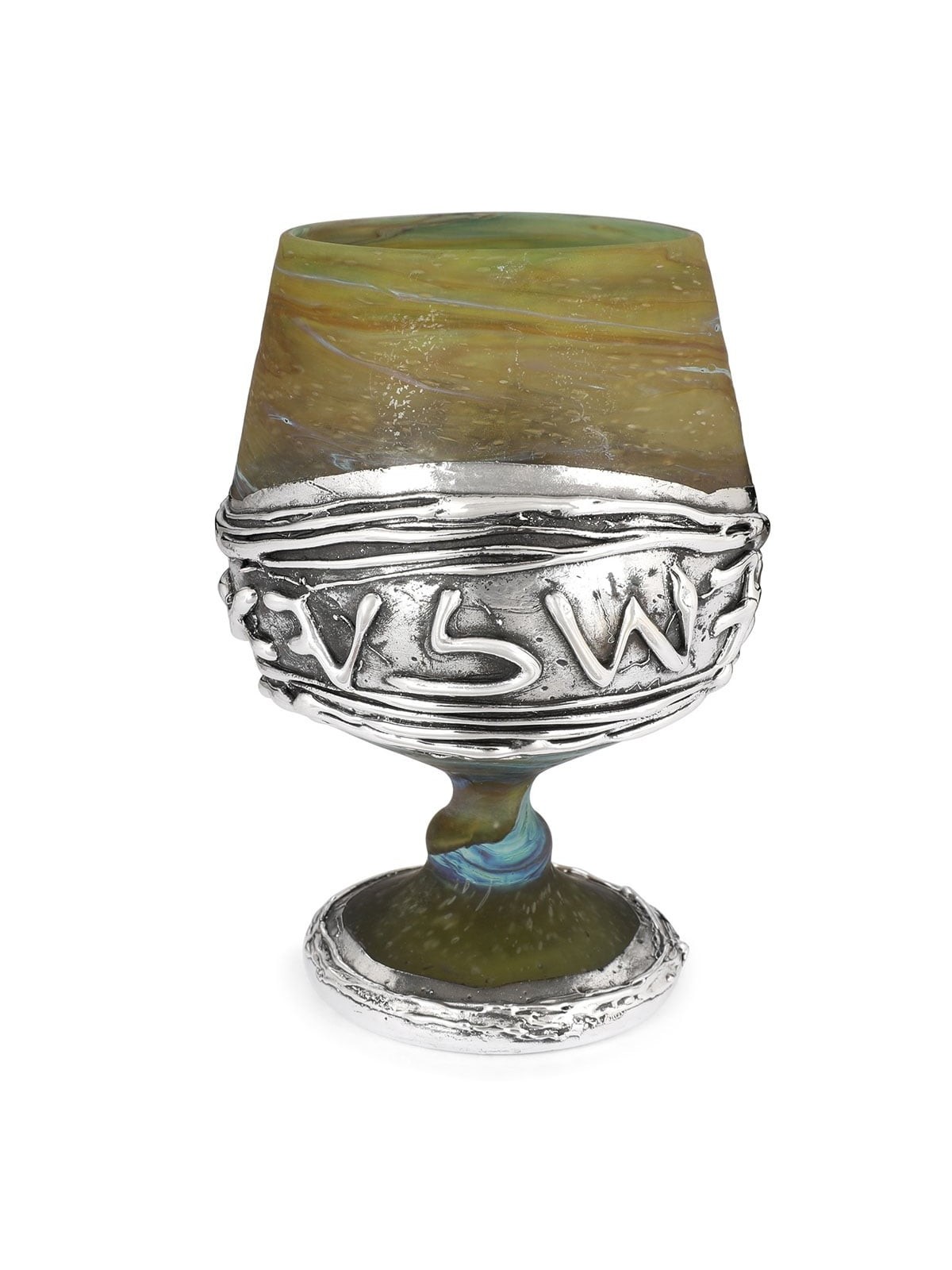 Handmade Ceramic and Sterling Silver-Plated 'Jerusalem' Kiddush Cup