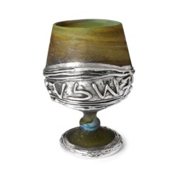 Handmade Ceramic and Sterling Silver-Plated 'Jerusalem' Kiddush Cup