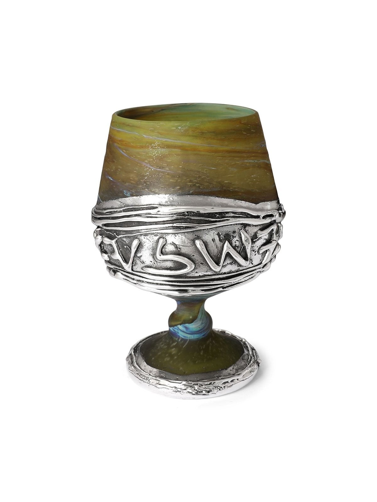 Handmade Ceramic and Sterling Silver-Plated 'Jerusalem' Kiddush Cup