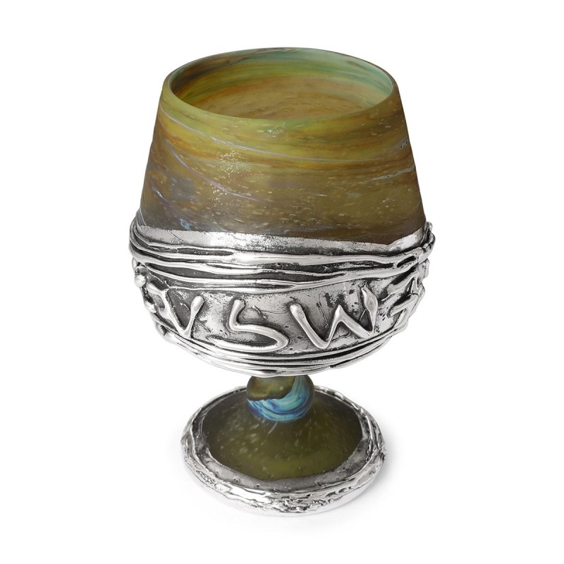 Handmade Ceramic and Sterling Silver-Plated 'Jerusalem' Kiddush Cup