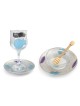Lily Art Glass Rosh Hashanah Set - Blue & Purple Pomegranate Design