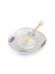 Lily Art Glass Rosh Hashanah Set - Blue & Purple Pomegranate Design