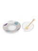 Lily Art Glass Rosh Hashanah Set - Blue & Purple Pomegranate Design