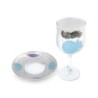 Lily Art Glass Rosh Hashanah Set - Blue & Purple Pomegranate Design