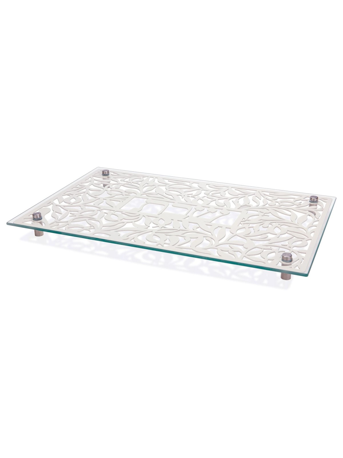 Designer Glass and Stainless Steel Challah Board by Dorit Judaica
