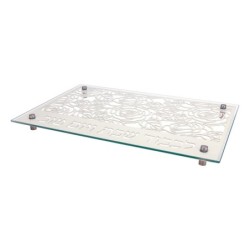 Designer Glass and Stainless Steel Challah Board by Dorit Judaica