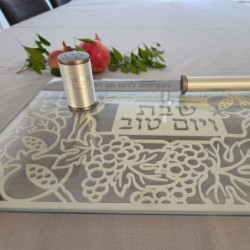 Designer Glass and Stainless Steel Challah Board by Dorit Judaica