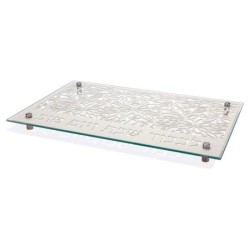 Designer Glass and Stainless Steel Challah Board by Dorit Judaica