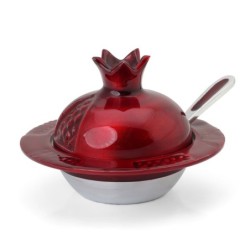 Aluminum Pomegranate Honey Dish with Spoon - Red