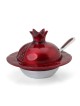 Aluminum Pomegranate Honey Dish with Spoon - Red