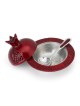 Aluminum Pomegranate Honey Dish with Spoon - Red