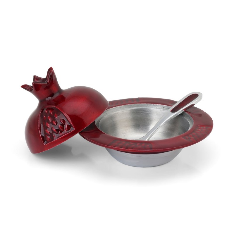 Aluminum Pomegranate Honey Dish with Spoon - Red
