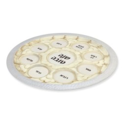 Hammered Aluminum and Enamel Rosh Hashanah Seder Plate