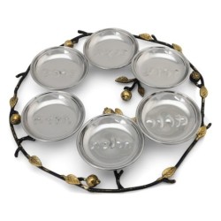 Copper and Stainless Steel Pomegranates Passover Seder Plate by Yair E