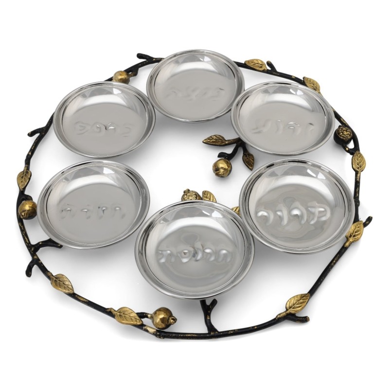 Copper and Stainless Steel Pomegranates Passover Seder Plate by Yair E