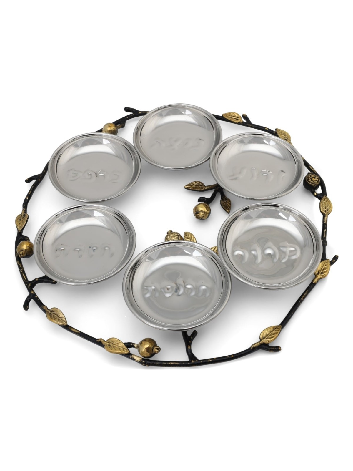 Copper and Stainless Steel Pomegranates Passover Seder Plate by Yair E