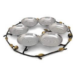 Copper and Stainless Steel Pomegranates Passover Seder Plate by Yair E