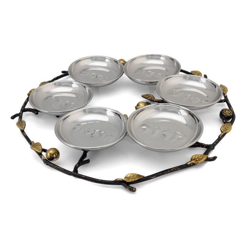 Copper and Stainless Steel Pomegranates Passover Seder Plate by Yair E