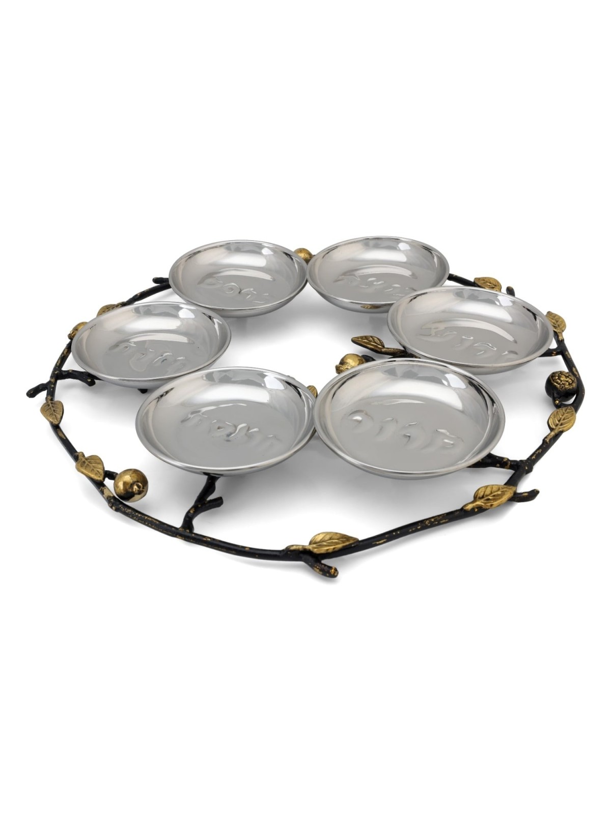 Copper and Stainless Steel Pomegranates Passover Seder Plate by Yair E
