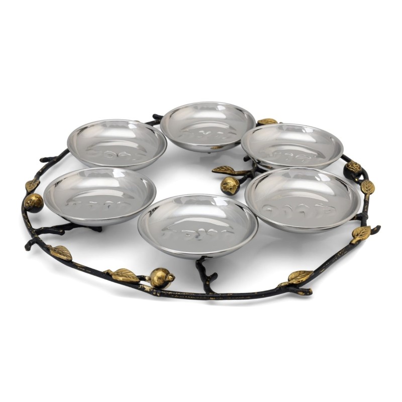 Copper and Stainless Steel Pomegranates Passover Seder Plate by Yair E