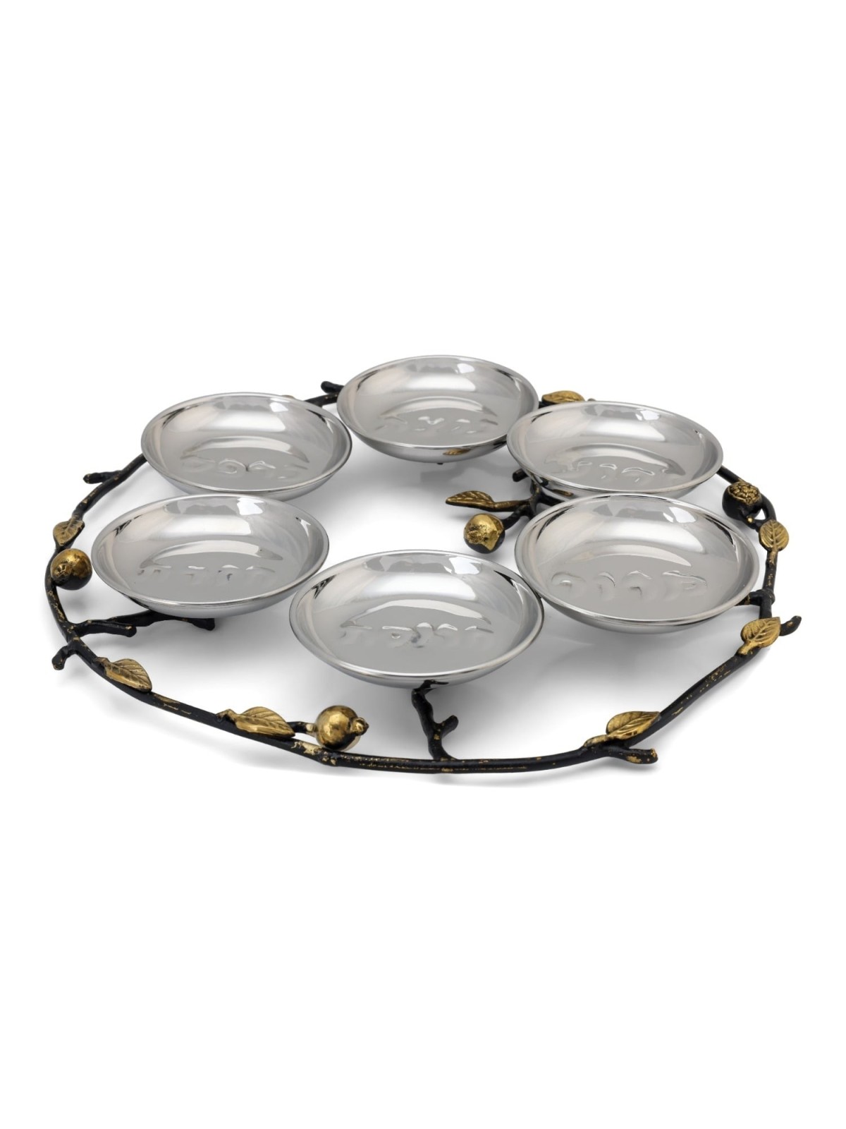 Copper and Stainless Steel Pomegranates Passover Seder Plate by Yair E