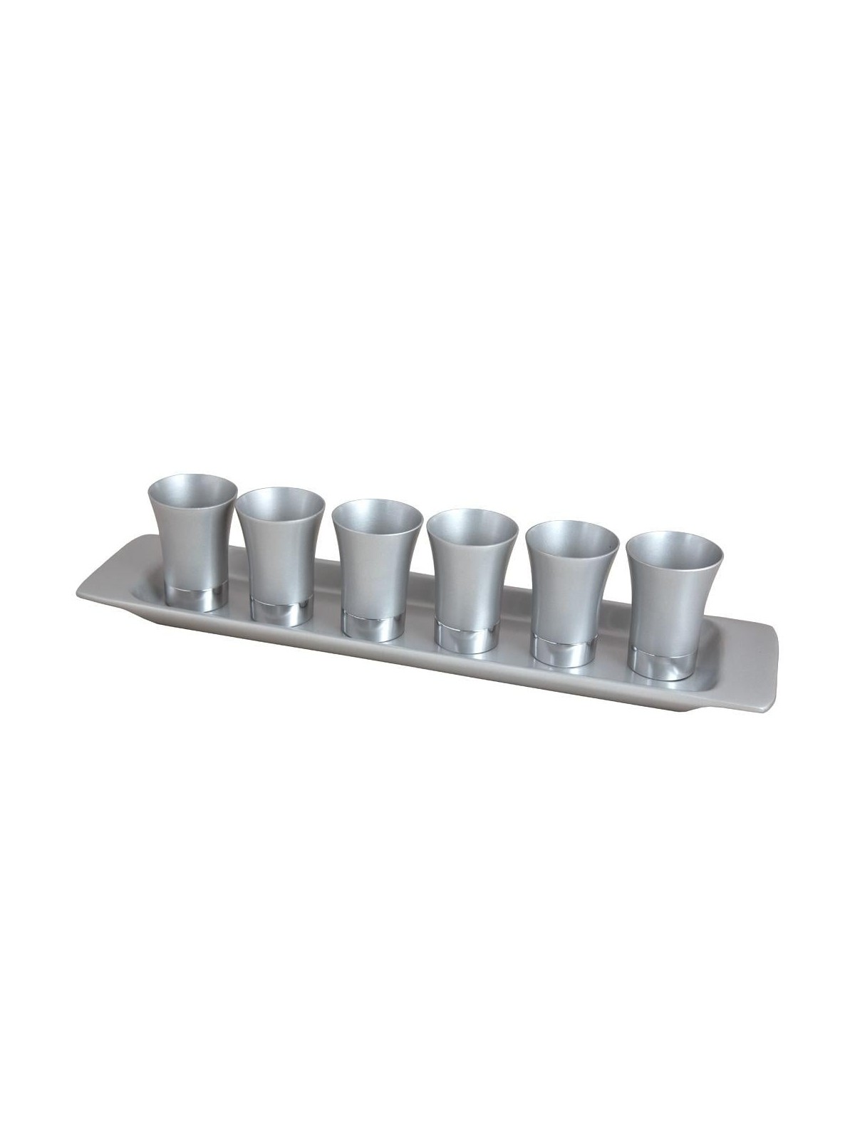 Yair Emanuel Anodized Aluminum Set of 6 Small Kiddush Cups with Tray (