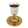 Two-Tone Jerusalem Skyline Kiddush Cup with Matching Plate