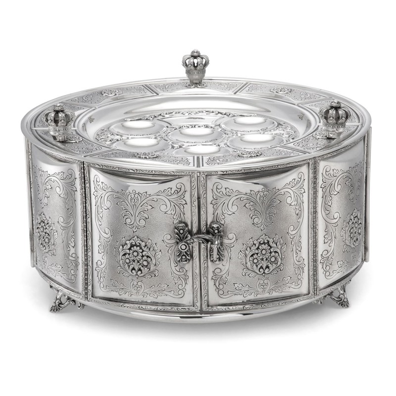 Passover Seder Plate Savyon Chest 925 Sterling SIlver by Hazorfim