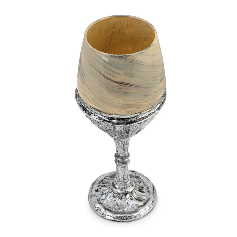 Handcrafted Cream Glass and Sterling Silver-Plated Kiddush Cup