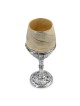 Handcrafted Cream Glass and Sterling Silver-Plated Kiddush Cup