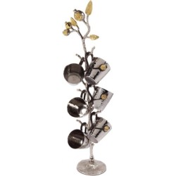 Yair Emanuel Set of 6 Liqueur Cups with Pomegranate Stand