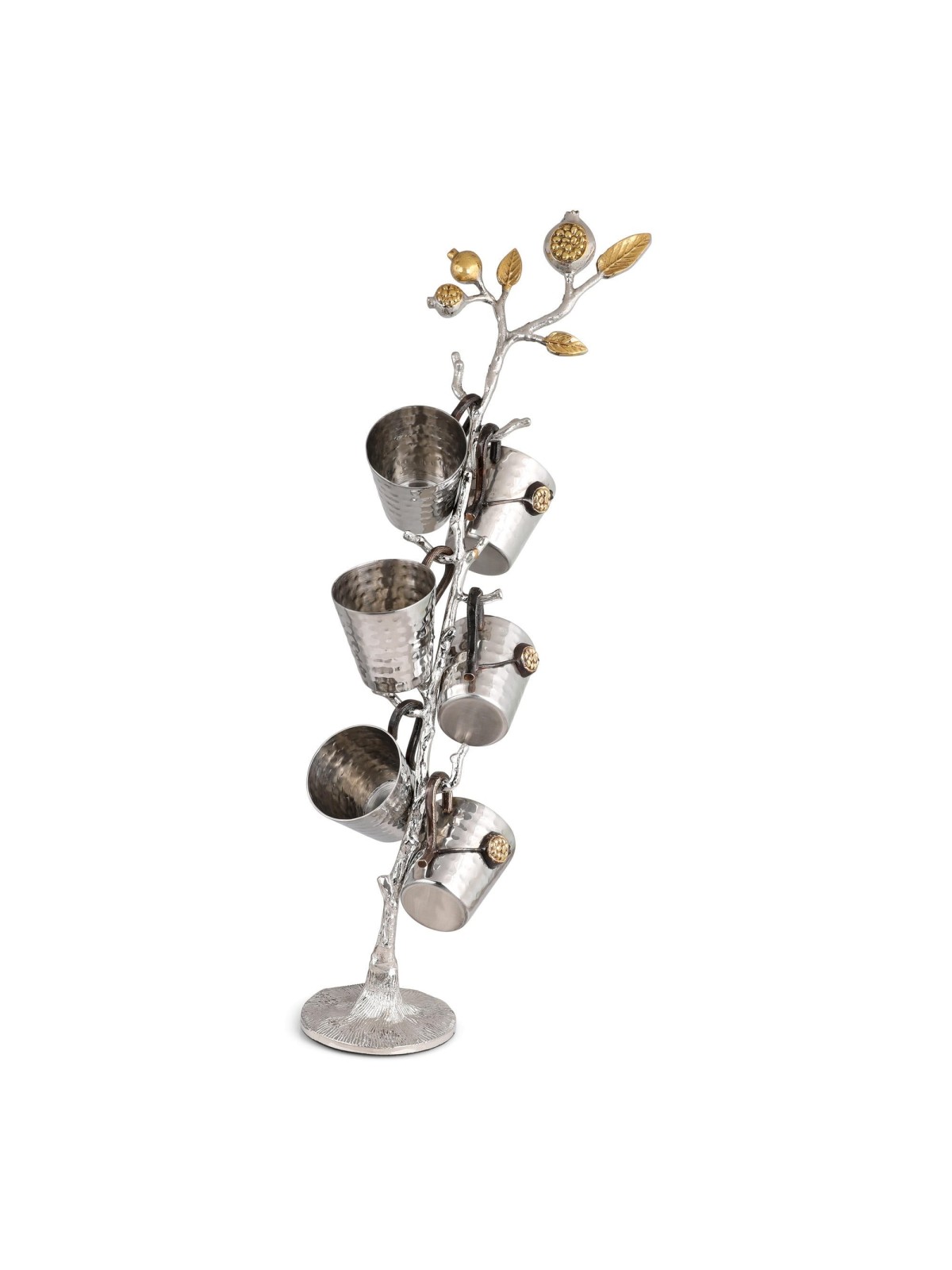 Yair Emanuel Set of 6 Liqueur Cups with Pomegranate Stand