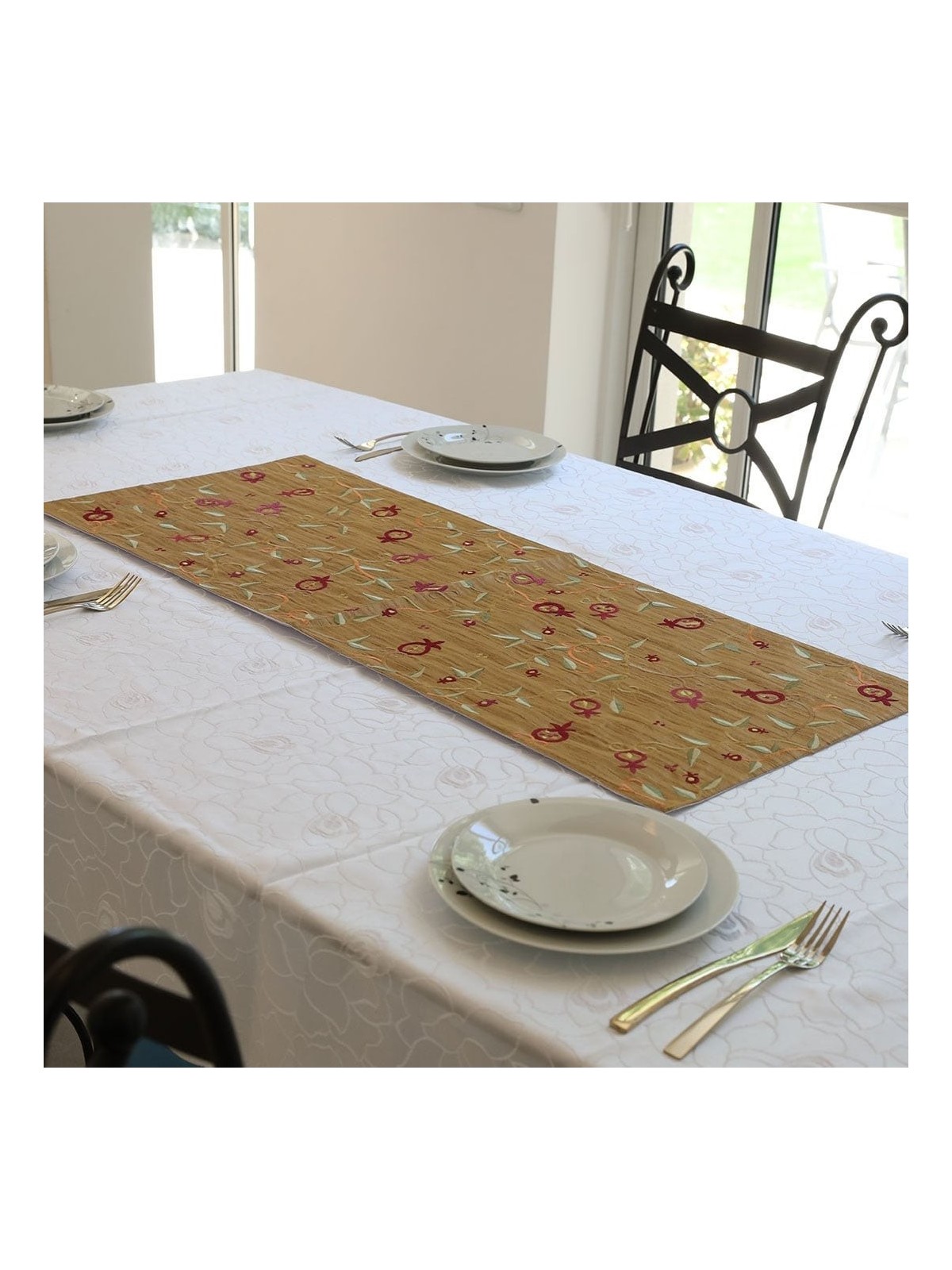 Pomegranates: Yair Emanuel Embroidered Runner (Gold)