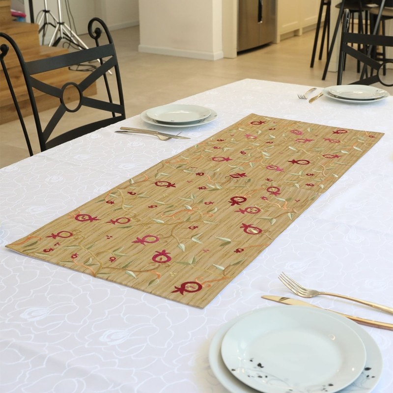 Pomegranates: Yair Emanuel Embroidered Runner (Gold)
