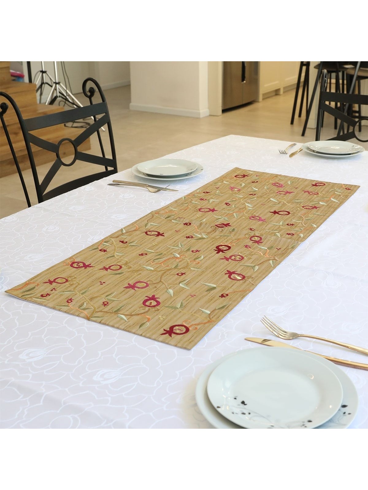 Pomegranates: Yair Emanuel Embroidered Runner (Gold)