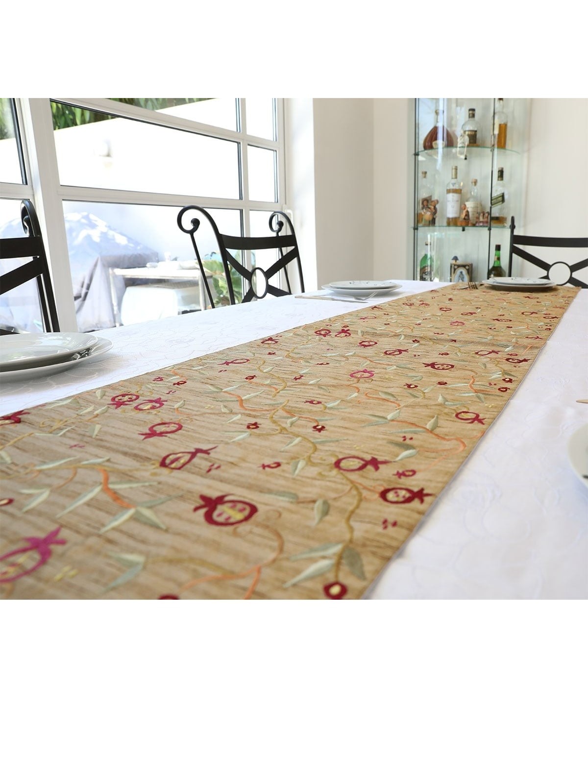 Pomegranates: Yair Emanuel Embroidered Runner (Gold)