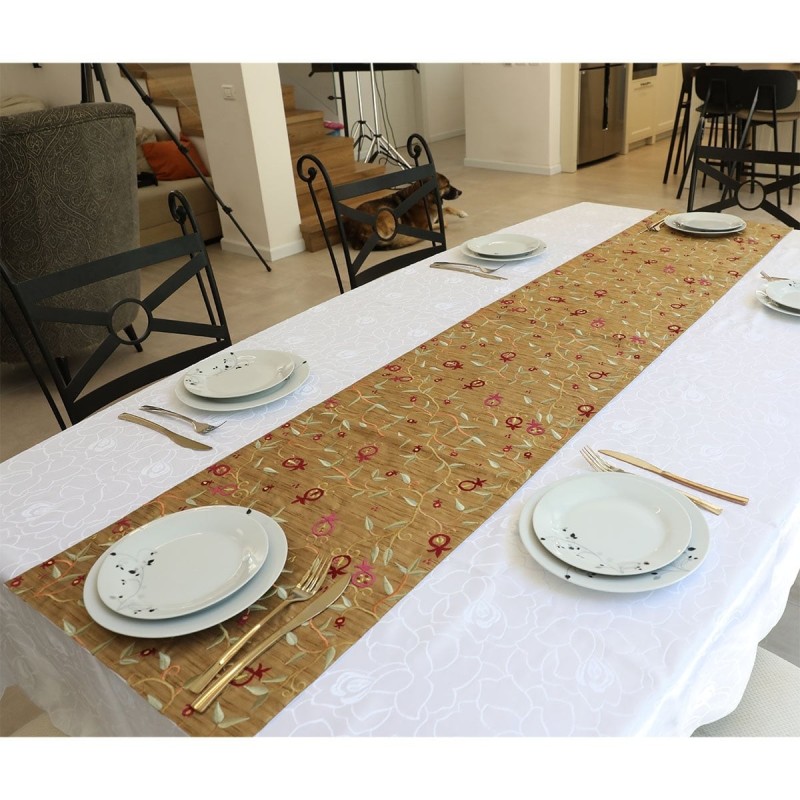 Pomegranates: Yair Emanuel Embroidered Runner (Gold)