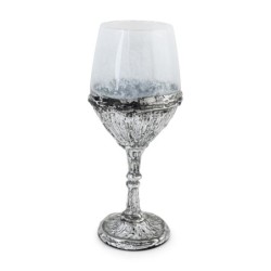 Handcrafted White Glass and Sterling Silver-Plated Kiddush Cup