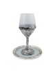 Handcrafted White Glass and Sterling Silver-Plated Kiddush Cup
