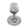 Handcrafted White Glass and Sterling Silver-Plated Kiddush Cup