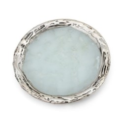 Handcrafted White Glass and Sterling Silver-Plated Kiddush Cup