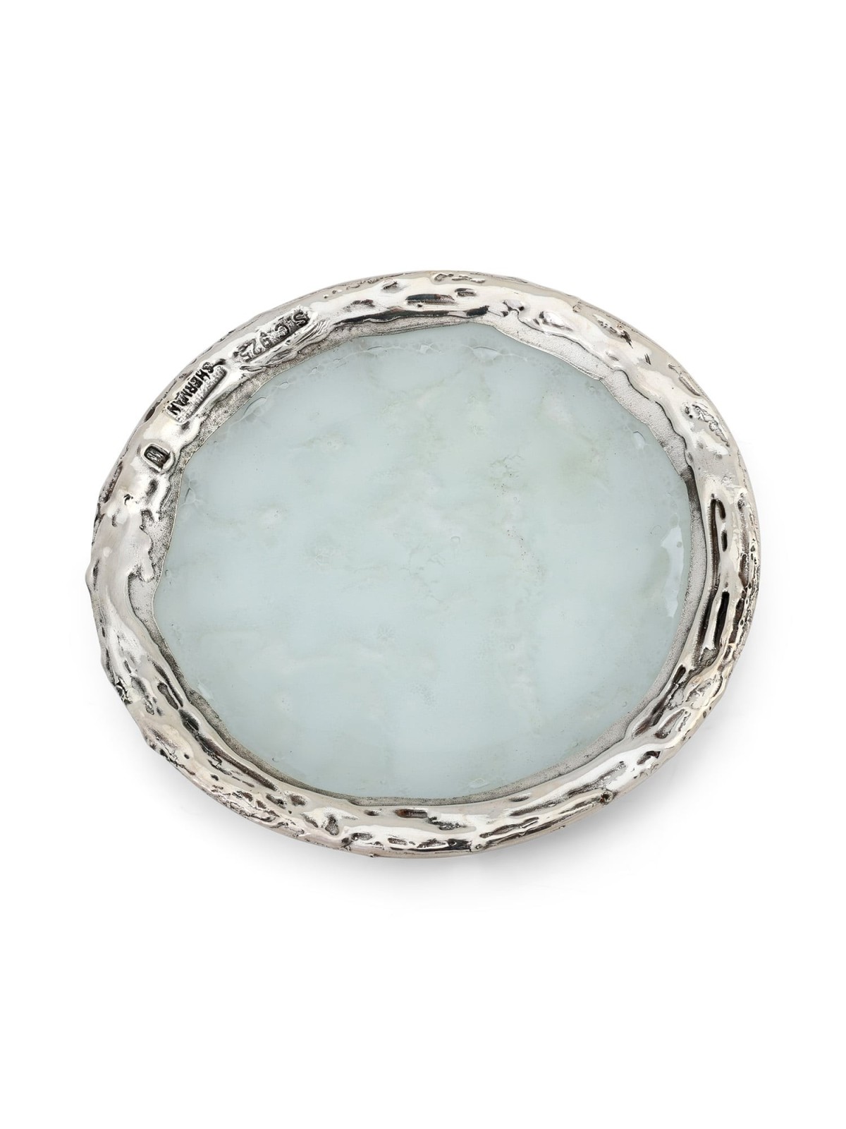 Handcrafted White Glass and Sterling Silver-Plated Kiddush Cup