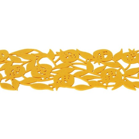 Dorit Judaica Felt Pomegranate Table Runner - Mustard